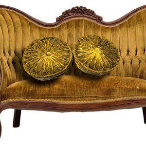 Set of Vintage Round Gathered Crush Velvet floral Cushions Chic Filled Luxury!